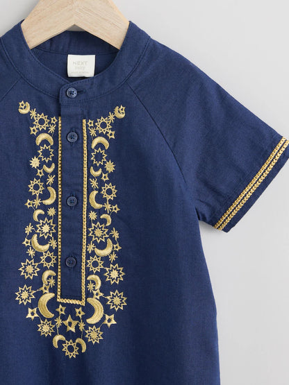 |BabyBoy| Macacão Infantil Azul-Marinho Para Ocasiões Especiais (0 meses a 2 anos)