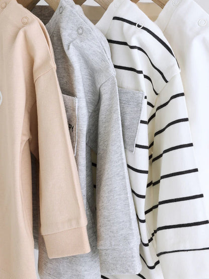 |BabyBoy| Camisetas Mono/Neutral Baby Manga Longa 100% Algodão Pacote com 4