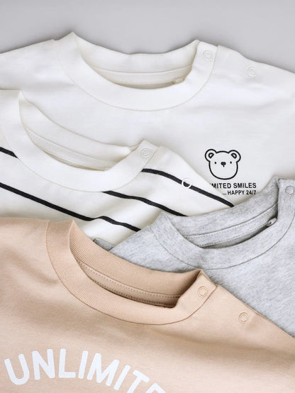 |BabyBoy| Camisetas Mono/Neutral Baby Manga Longa 100% Algodão Pacote com 4