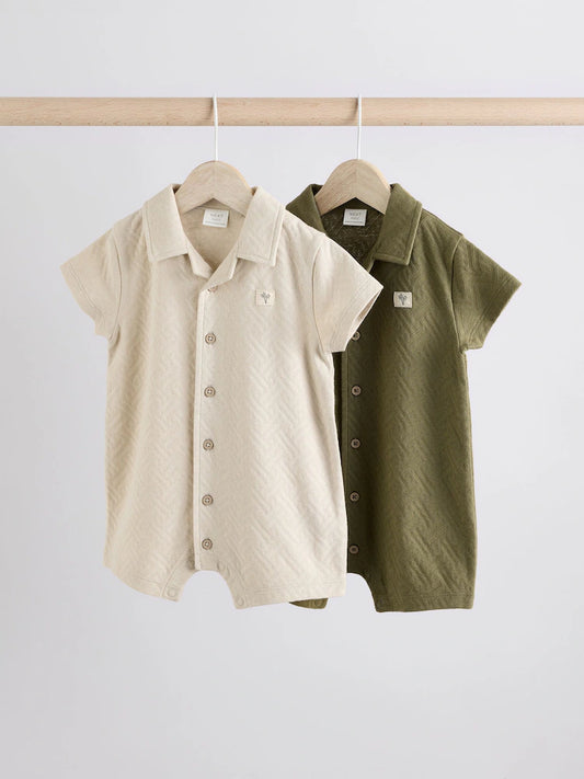 |BabyBoy| Macacão Neutro/Cáqui 100% Algodão Para Bebê, Pacote Com 2