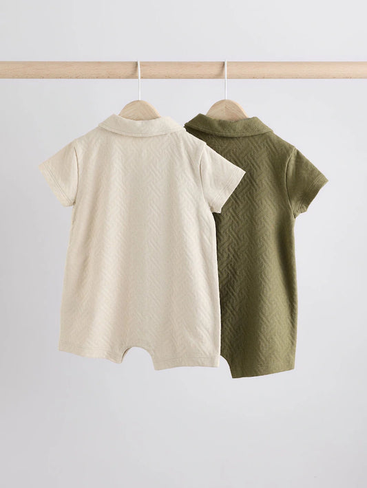 |BabyBoy| Macacão Neutro/Cáqui 100% Algodão Para Bebê, Pacote Com 2