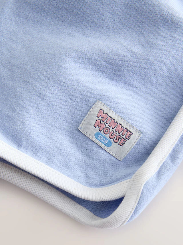 |Girl| Conjunto De Moletom e Shorts Cinza 100% Algodão Minnie Mouse Com Listras De Rugby (3 meses a 7 anos)