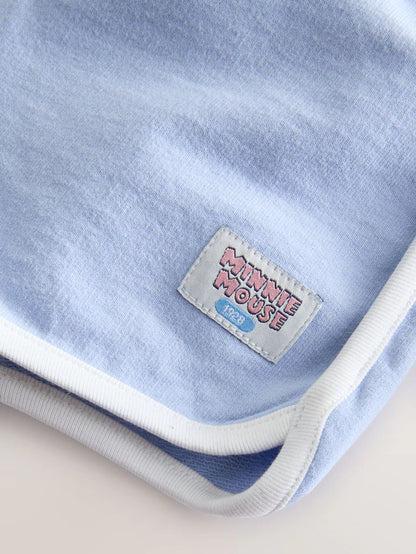 |Girl| Conjunto De Moletom e Shorts Cinza 100% Algodão Minnie Mouse Com Listras De Rugby (3 meses a 7 anos)