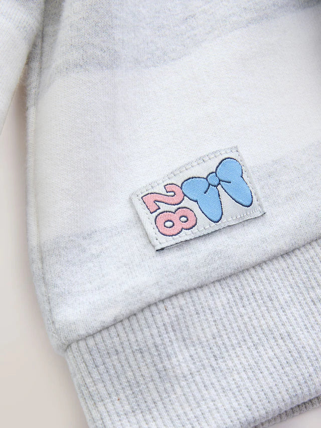 |Girl| Conjunto De Moletom e Shorts Cinza 100% Algodão Minnie Mouse Com Listras De Rugby (3 meses a 7 anos)