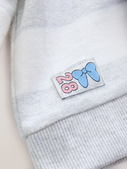 |Girl| Conjunto De Moletom e Shorts Cinza 100% Algodão Minnie Mouse Com Listras De Rugby (3 meses a 7 anos)