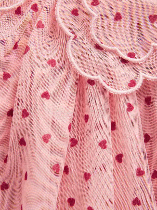 |Girl| Vestido De Festa De Malha Com Gola De Coração Rosa (3 meses a 7 anos)