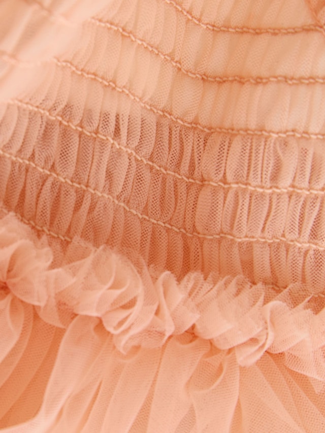 |Girl| Conjunto De Vestido e Camiseta De Malha Rosa Pêssego De Manga Curta (3 meses a 7 anos)