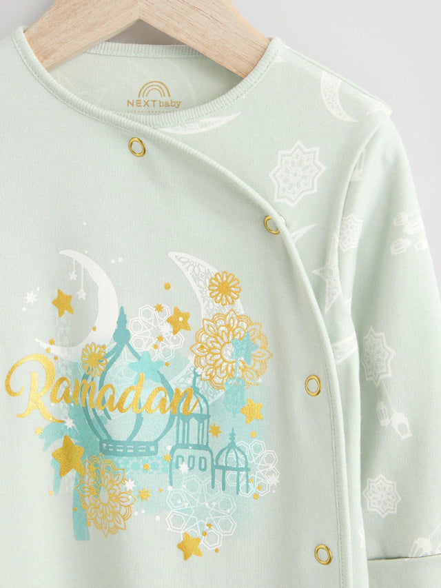 |BabyGirl| Macacão De Dormir Para Bebê Ramadan 100% Algodão Verde Sálvia (0 meses a 2 anos)