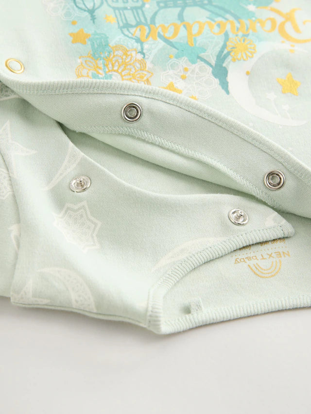 |BabyGirl| Macacão De Dormir Para Bebê Ramadan 100% Algodão Verde Sálvia (0 meses a 2 anos)