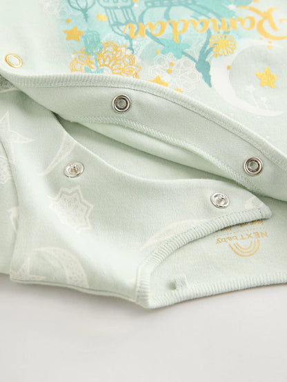|BabyGirl| Macacão De Dormir Para Bebê Ramadan 100% Algodão Verde Sálvia (0 meses a 2 anos)