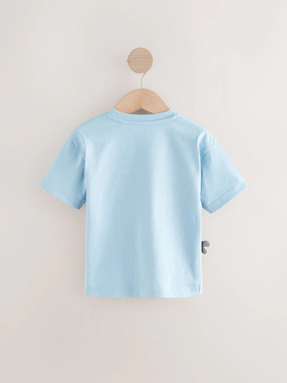 |Boy| Camisetas De Manga Curta Azul/Amarelo Seaside 100% Algodão, Pacote Com 3 (3 meses a 7 anos)