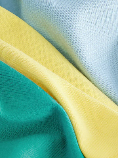 |Boy| Camisetas De Manga Curta Azul/Amarelo Seaside 100% Algodão, Pacote Com 3 (3 meses a 7 anos)