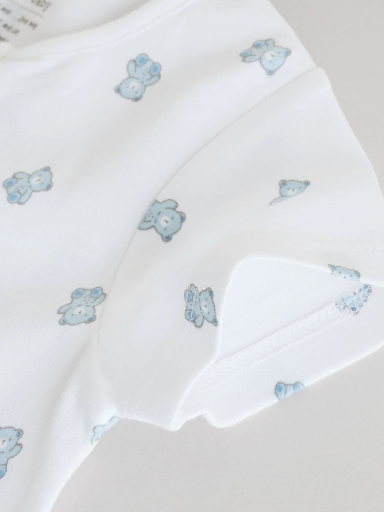 |BabyBoy| Conjunto De 3 Macacões Azuis Com Zíper Duplo Para Bebês (0 meses a 3 anos)