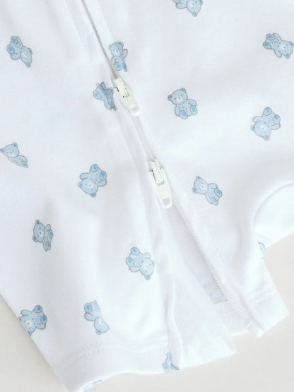 |BabyBoy| Conjunto De 3 Macacões Azuis Com Zíper Duplo Para Bebês (0 meses a 3 anos)