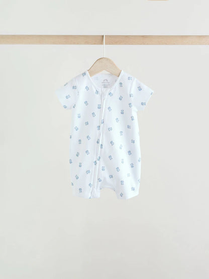 |BabyBoy| Conjunto De 3 Macacões Azuis Com Zíper Duplo Para Bebês (0 meses a 3 anos)