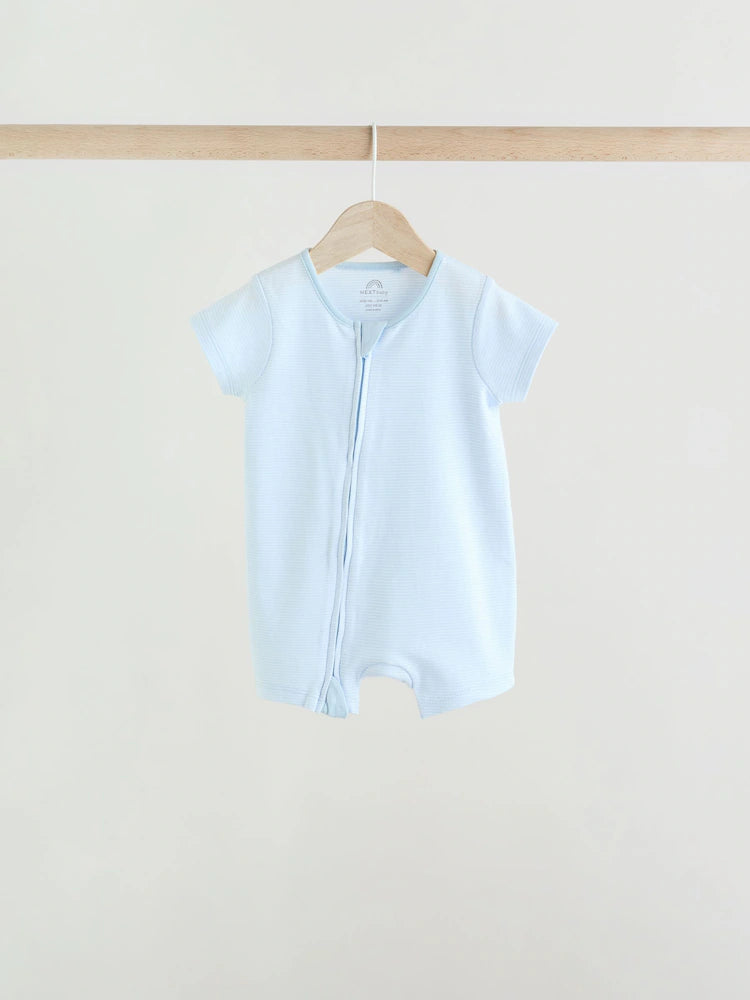 |BabyBoy| Conjunto De 3 Macacões Azuis Com Zíper Duplo Para Bebês (0 meses a 3 anos)