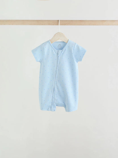 |BabyBoy| Conjunto De 3 Macacões Azuis Com Zíper Duplo Para Bebês (0 meses a 3 anos)