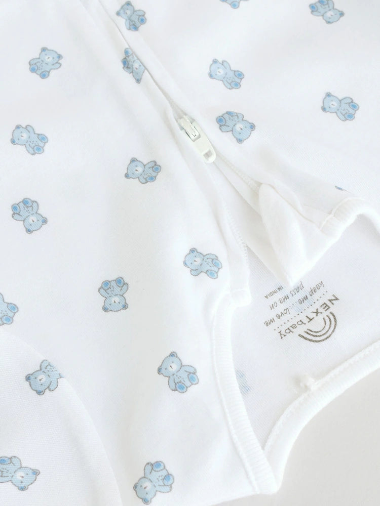 |BabyBoy| Conjunto De 3 Macacões Azuis Com Zíper Duplo Para Bebês (0 meses a 3 anos)