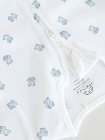 |BabyBoy| Conjunto De 3 Macacões Azuis Com Zíper Duplo Para Bebês (0 meses a 3 anos)