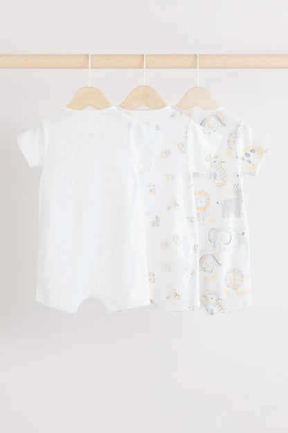 |BabyGirl| Macacão Safari Baby 100% algodão branco, pacote com 3 (0 meses a 2 anos)