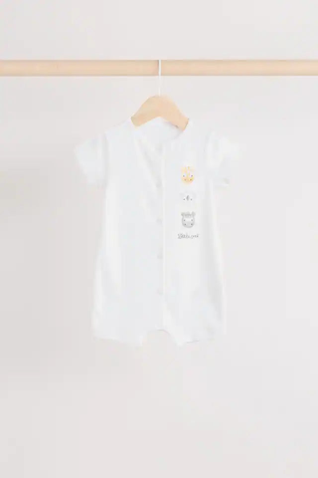 |BabyGirl| Macacão Safari Baby 100% algodão branco, pacote com 3 (0 meses a 2 anos)