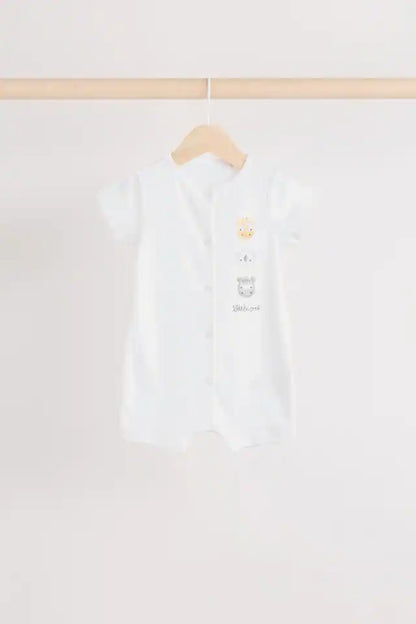 |BabyGirl| Macacão Safari Baby 100% algodão branco, pacote com 3 (0 meses a 2 anos)