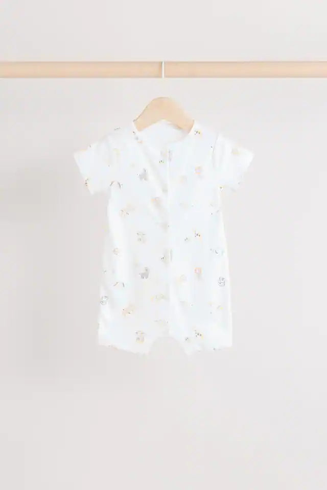 |BabyGirl| Macacão Safari Baby 100% algodão branco, pacote com 3 (0 meses a 2 anos)