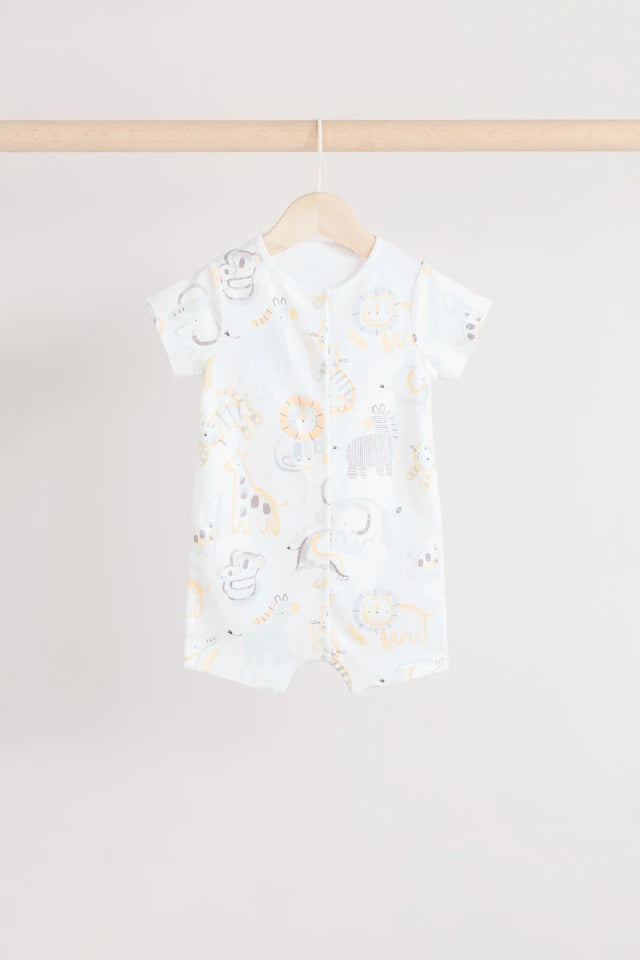 |BabyGirl| Macacão Safari Baby 100% algodão branco, pacote com 3 (0 meses a 2 anos)