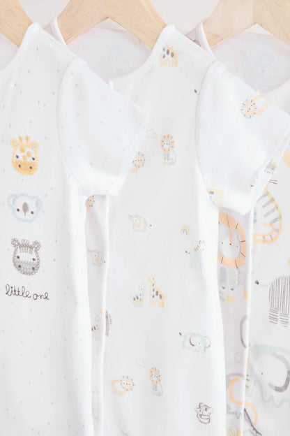 |BabyGirl| Macacão Safari Baby 100% algodão branco, pacote com 3 (0 meses a 2 anos)