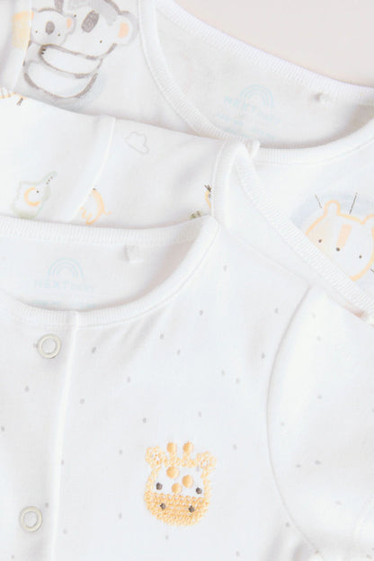 |BabyGirl| Macacão Safari Baby 100% algodão branco, pacote com 3 (0 meses a 2 anos)