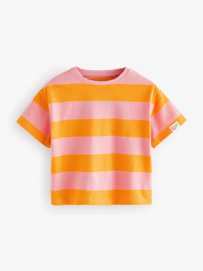 |Girl| Camisetas De Manga Curta Azul Turquesa 100% Algodão, Pacote Com 4 (3 meses a 7 anos)