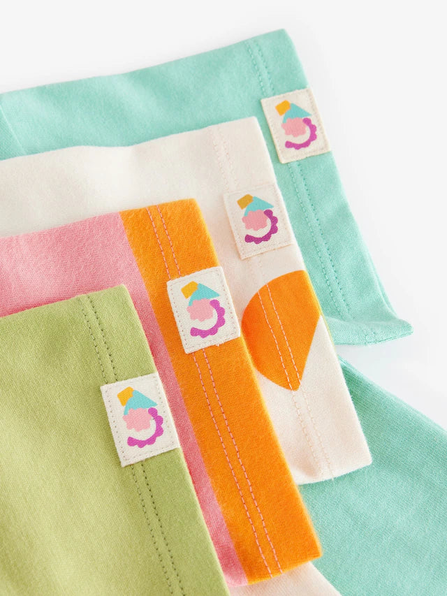 |Girl| Camisetas De Manga Curta Azul Turquesa 100% Algodão, Pacote Com 4 (3 meses a 7 anos)