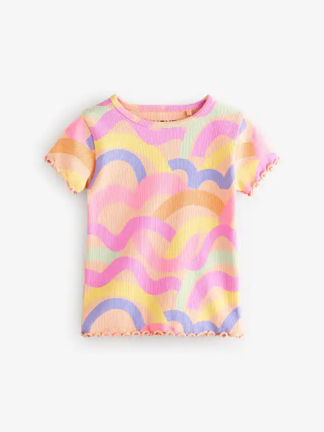 |Girl| Pacote De 5 Camisetas De Manga Curta Arco-Iris (3 meses a 7 anos)