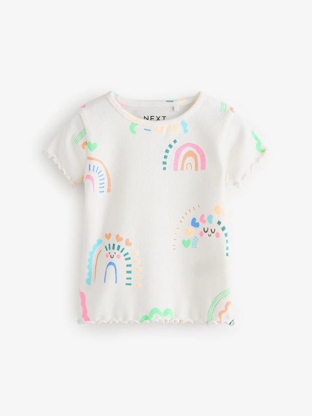 |Girl| Pacote De 5 Camisetas De Manga Curta Arco-Iris (3 meses a 7 anos)