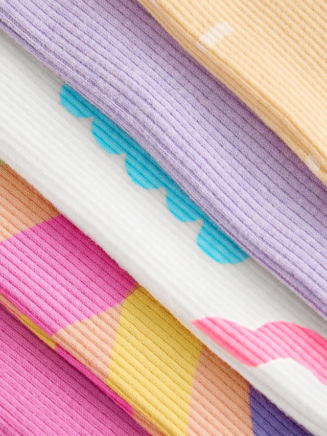 |Girl| Pacote De 5 Camisetas De Manga Curta Arco-Iris (3 meses a 7 anos)