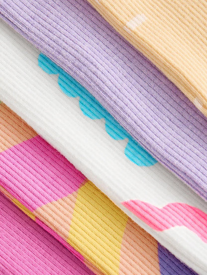 |Girl| Pacote De 5 Camisetas De Manga Curta Arco-Iris (3 meses a 7 anos)