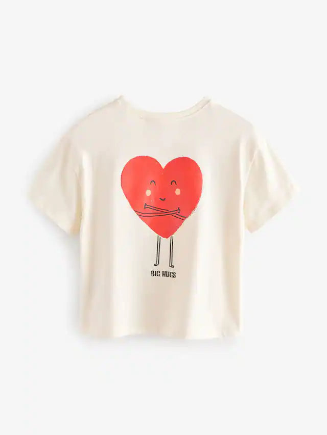 |Girl| Camiseta De Manga Curta Red Heart/Joaninha Com 3 Pacotes (3 meses a 7 anos)