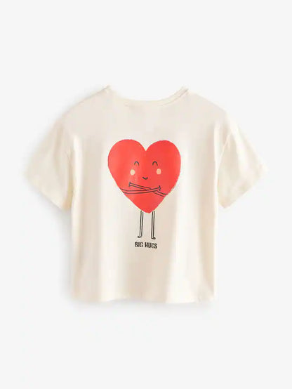 |Girl| Camiseta De Manga Curta Red Heart/Joaninha Com 3 Pacotes (3 meses a 7 anos)