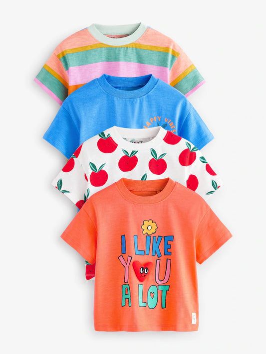 |Boy| Camiseta Laranja De Manga Curta, Pacote Com 4 Unidades (3 meses a 7 anos)