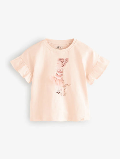 |Girl| Camiseta azul de manga curta, pacote com 4 (3 meses a 7 anos)