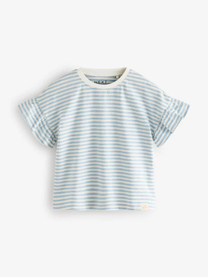 |Girl| Camiseta azul de manga curta, pacote com 4 (3 meses a 7 anos)