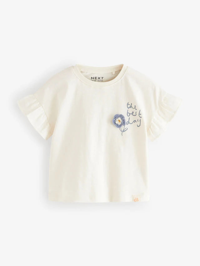 |Girl| Camiseta azul de manga curta, pacote com 4 (3 meses a 7 anos)