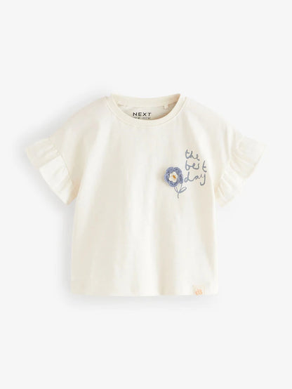 |Girl| Camiseta azul de manga curta, pacote com 4 (3 meses a 7 anos)