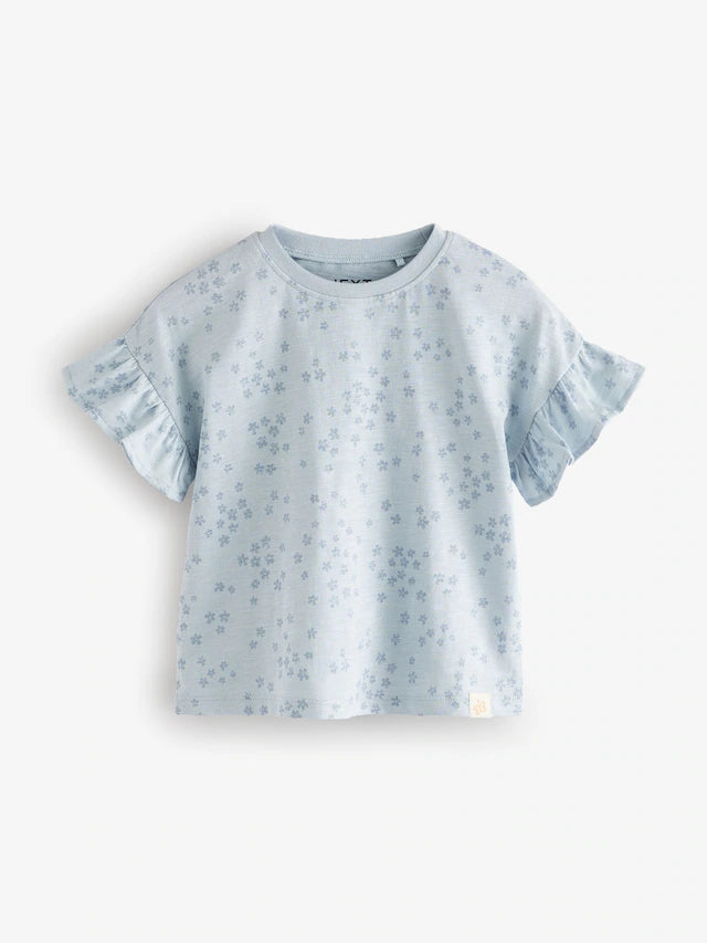 |Girl| Camiseta azul de manga curta, pacote com 4 (3 meses a 7 anos)