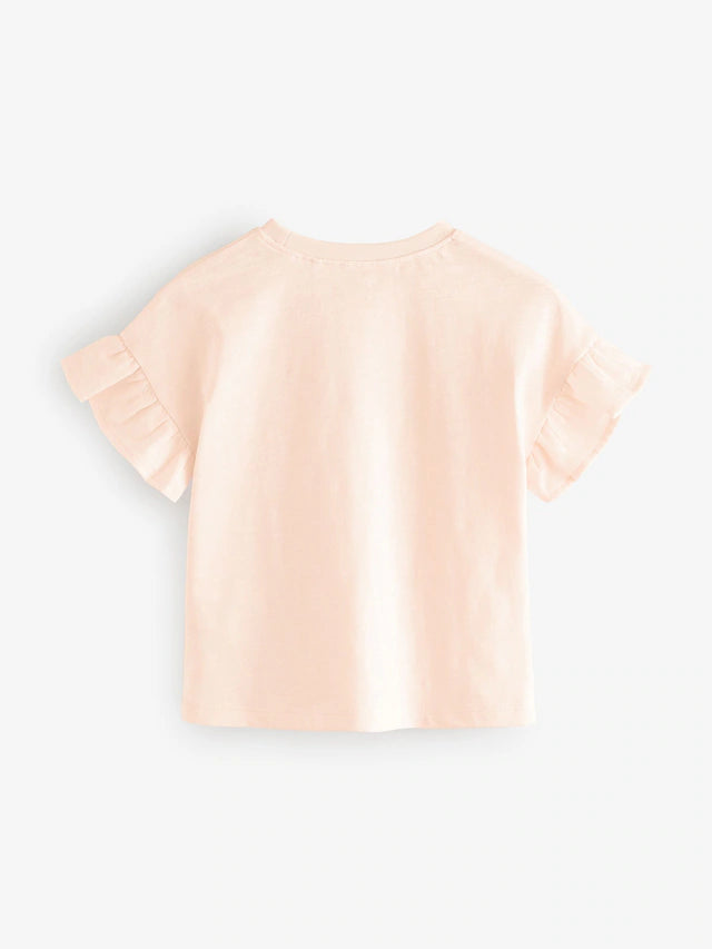 |Girl| Camiseta azul de manga curta, pacote com 4 (3 meses a 7 anos)