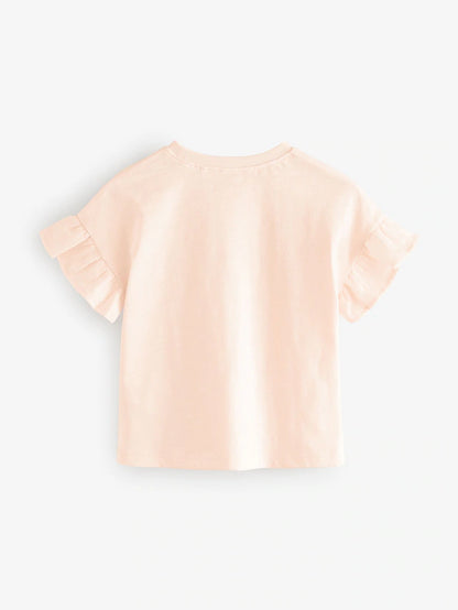 |Girl| Camiseta azul de manga curta, pacote com 4 (3 meses a 7 anos)