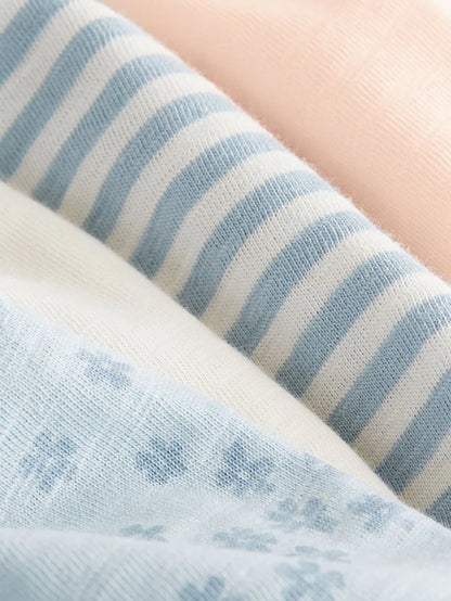 |Girl| Camiseta azul de manga curta, pacote com 4 (3 meses a 7 anos)