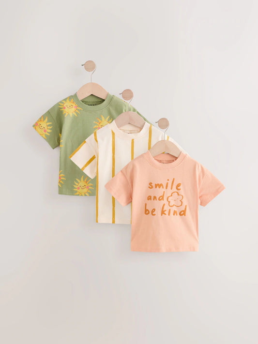 |Boy| Camisetas Verdes De Manga Curta 100% Algodão, Pacote Com 3 (3 meses a 7 anos)