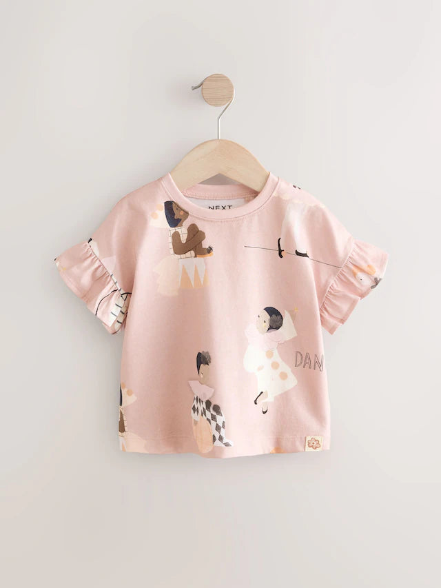 |Girl| Camisetas 100% Algodão Rosa Manga Curta Pacote Com 3 (3 meses a 7 anos)