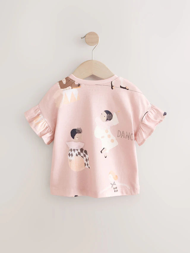 |Girl| Camisetas 100% Algodão Rosa Manga Curta Pacote Com 3 (3 meses a 7 anos)